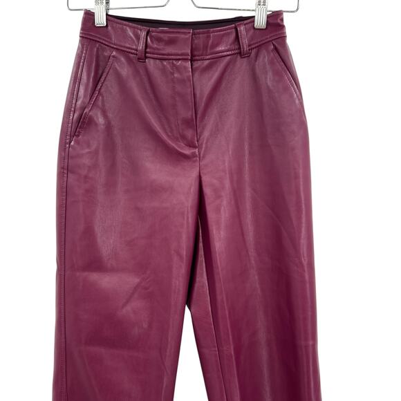 Aritzia Babaton Command Cropped Pants Trouser Vegan Faux Leather Purple Size 0 - Picture 4 of 11